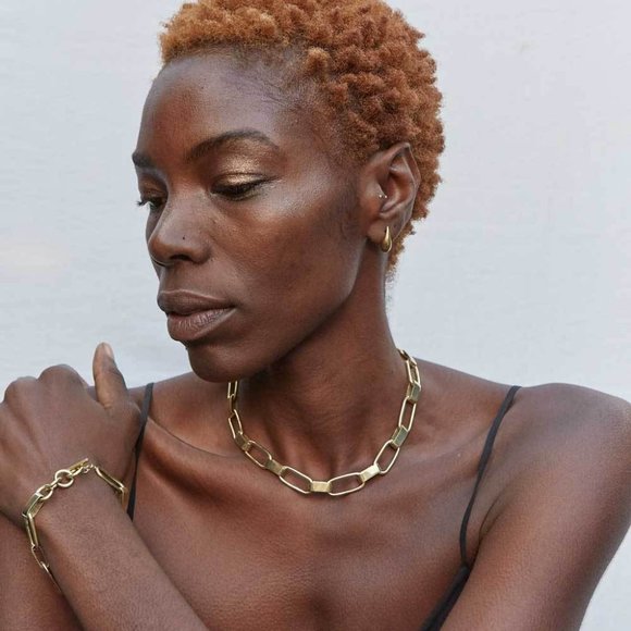 24K Recycled Gold Plated Collar Necklace - Picture 3 of 3